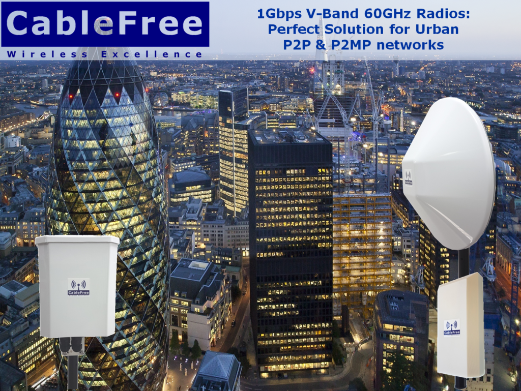 60GHz V-band CableFree Radios for dense metro wireless urban networks